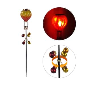 Solar Yellow Hot Air Balloon Spinning Garden Stake with LED