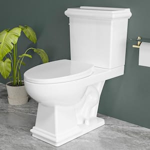 17 in. ADA Chair Height 2-piece Toilet 1.28 GPF Single Flush Elongated Comfort Toilet in White with Seat 12 in. Rough-In