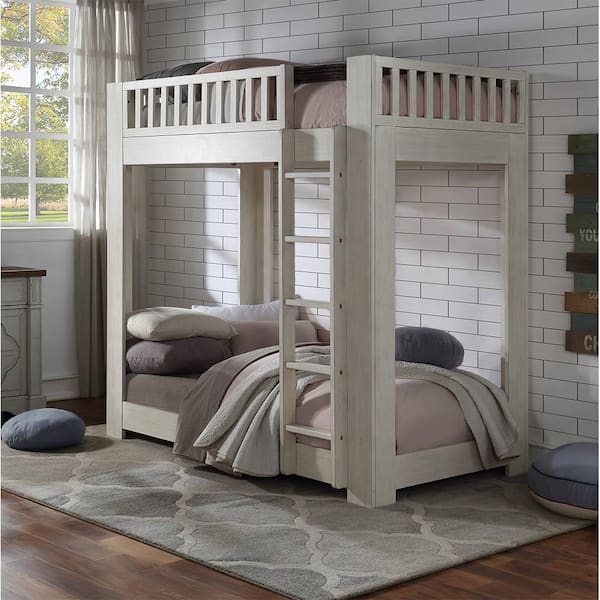 Acme Furniture Cedro Weathered White Twin Over Twin Bunk Bed