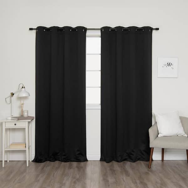 Best Home Fashion Black Solid Grommet Blackout Curtain - 52 in. W x 84 in. L (Set of 2)