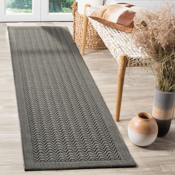 Palm Beach Ash 2 ft. x 8 ft. Solid Border Runner Rug