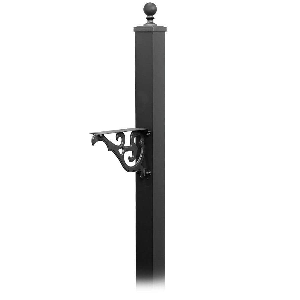 Victorian In-Ground Mounted Decorative Mailbox Post in Black