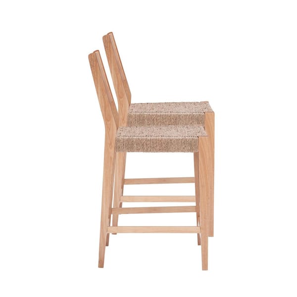 Marlene Natural 24 in. Counter Stool with Woven Rope Seats