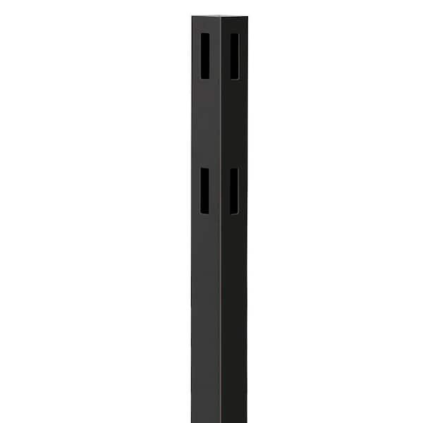 5 in. x 5 in. x 5 ft. Black Vinyl Ranch 2-Rail Corner Post