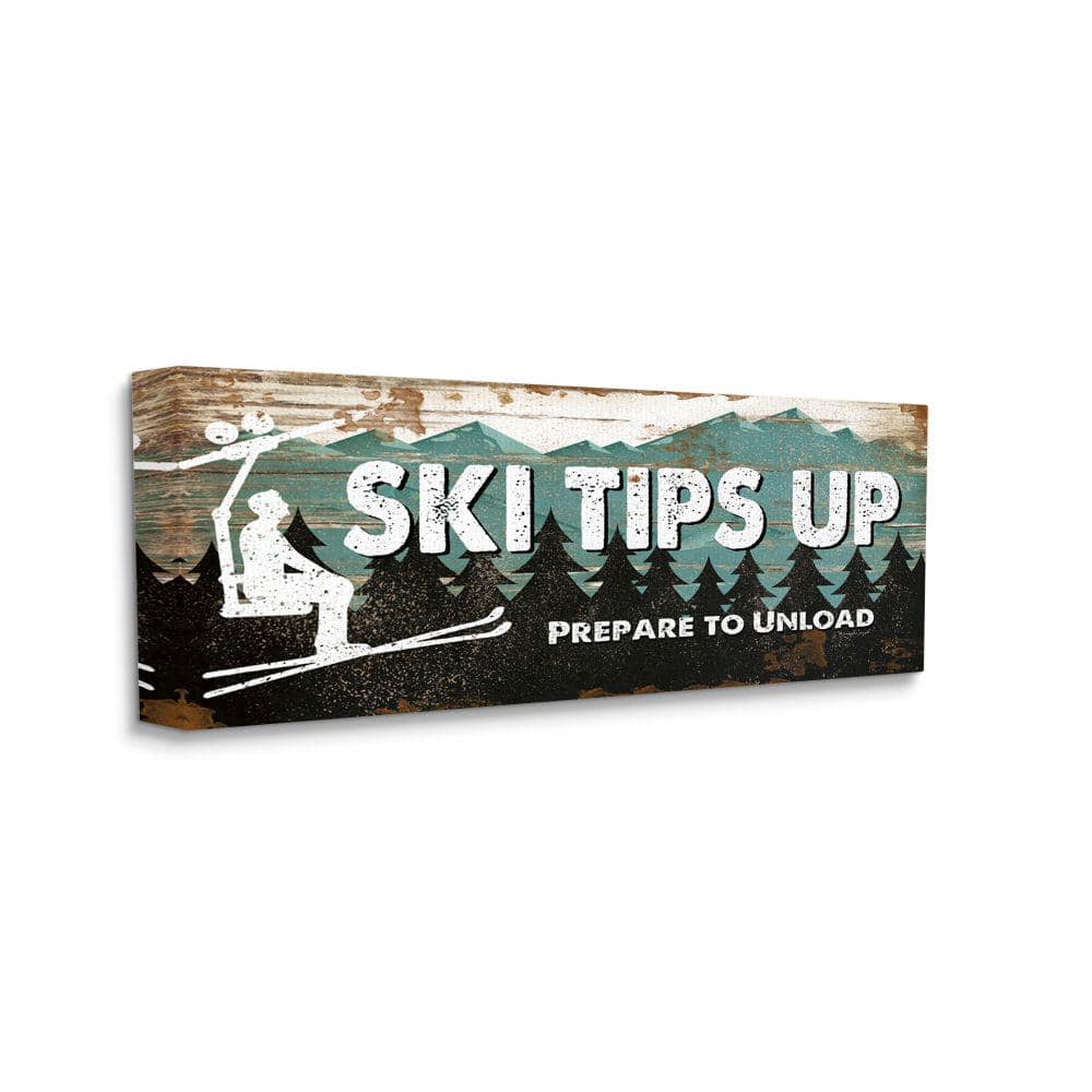 Winter Rustic Ski Tips Up Sign Mountain Sports By Jennifer Pugh Unframed Print Sports Wall Art 17 in. x 40 in -  Stupell Industries, ab-716_cn_17x40