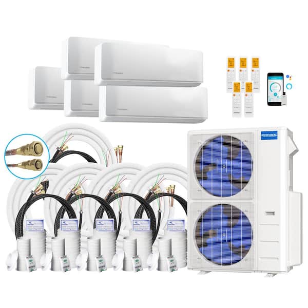 MRCOOL DIY 48,000 BTU 4-Ton 5-Zone 20.5 SEER Ductless Mini-Split AC & Heat Pump with 9K+9K+9K+9K+12K & 25,25,35,35,50 ft. Lines
