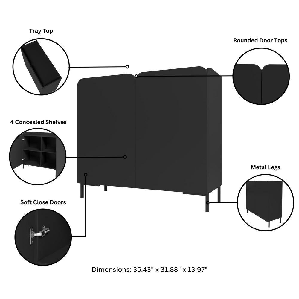 Black Mid-Century Modern Freestanding Office Cabinet
