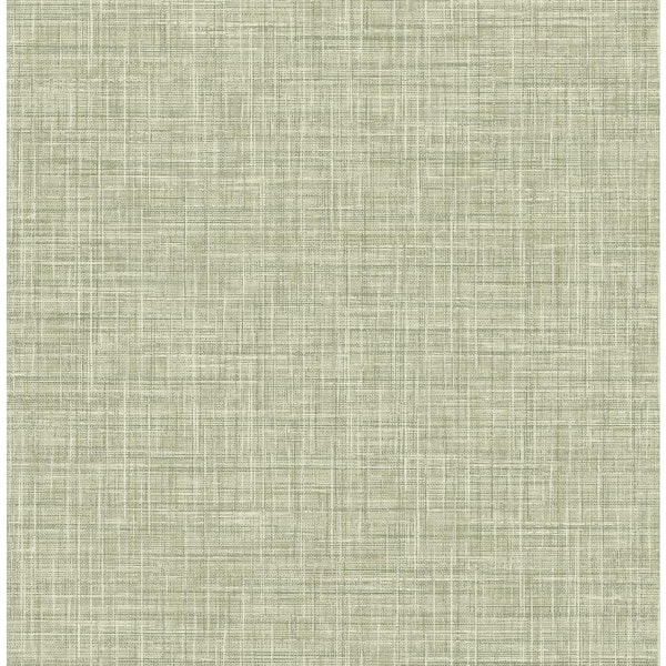 A-Street Prints Tuckernuck Green Linen Non Woven Paper Wallpaper Sample