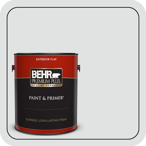 BEHR PREMIUM PLUS 1 gal. #W-F-520 Ash White Flat Exterior Paint & Primer