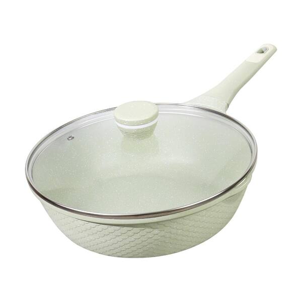 12 in. 5.5 Qt Deep Nonstick Saute Pan with Lid, Granite Coating PFOA PFAS Free, Induction and All Hobs