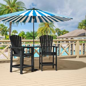Black Plastic Outdoor Bar Stools with Removable Table and Umbrella Hole