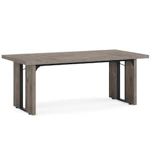 Roesler Grey Wood Finish MDF 31.5 in. Sled Dining Table Seats 6-8