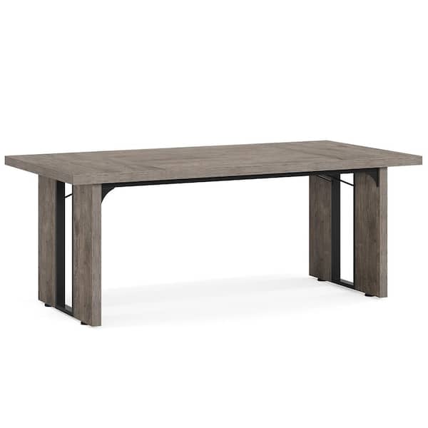 BYBLIGHT Roesler Grey Wood Finish MDF 31.5 in. Sled Dining Table Seats 6-8