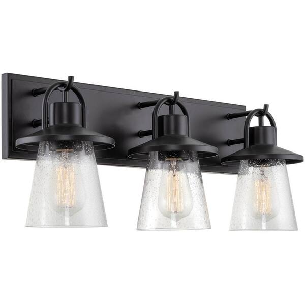 Kira Home Holden 23.5 in. 3-Lights Black Modern Bathroom Vanity Light