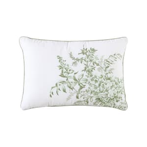 Bedford Embroidered Green Cotton Throw Pillow
