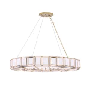 Belmont 16-Light Antique Brass Circle Chandelier with White Glass Shades