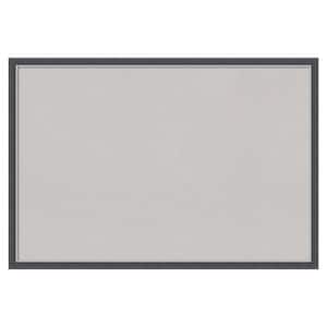 Eva Black Silver Thin Framed Grey Corkboard 38 in. x 26 in Bulletin Board Memo Board