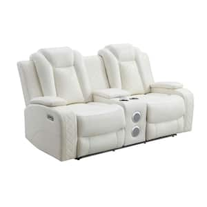 New Classic Furniture Orion 75 in. White Fabric 2-seater Loveseat with Power Footrest & Headrest