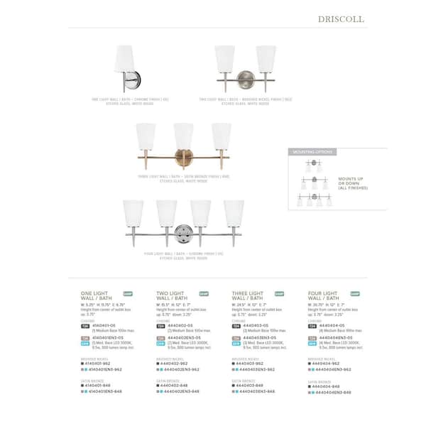 Driscoll 30 in. 4-Light Contemporary Modern Brushed Nickel Wall Bathroom Vanity Light with Etched White Glass Shades