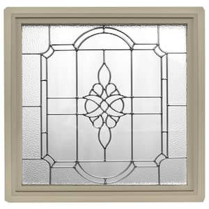 23.5 in. x 23.5 in. Tan Frame Victorian P E Nickel Caming 1 in. Nail Fin Offset Vinyl Picture Window