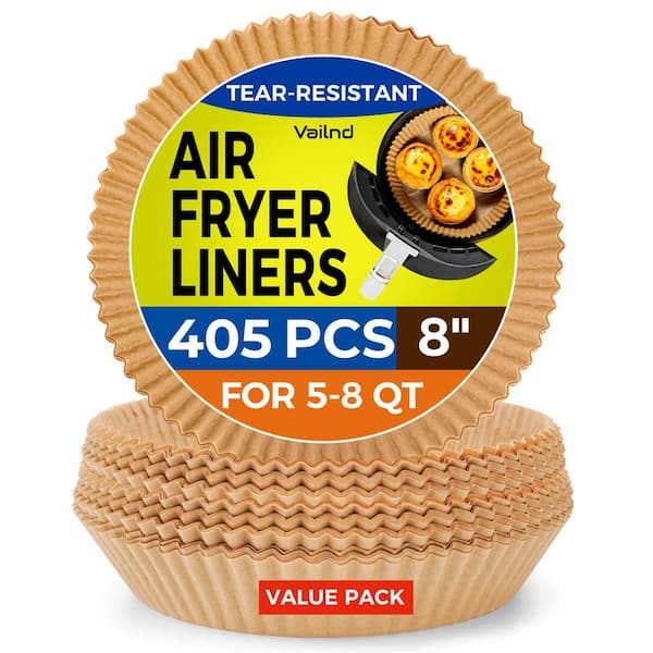 8 in. Round Unbleached Paper Air Fryer Liners with Heavy-Duty Non-Stick Coating, 405 Piece-Pack