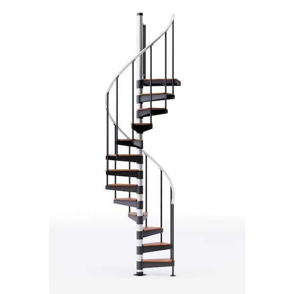 Mylen STAIRS Reroute Prime Interior 42in Diameter, Fits Height 127.5in - 142.5in, 1 36in Tall Platform Rail Spiral Staircase Kit