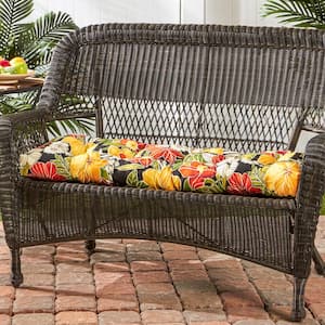 Aloha Floral Black Rectangle Outdoor Bench/Swing Cushion