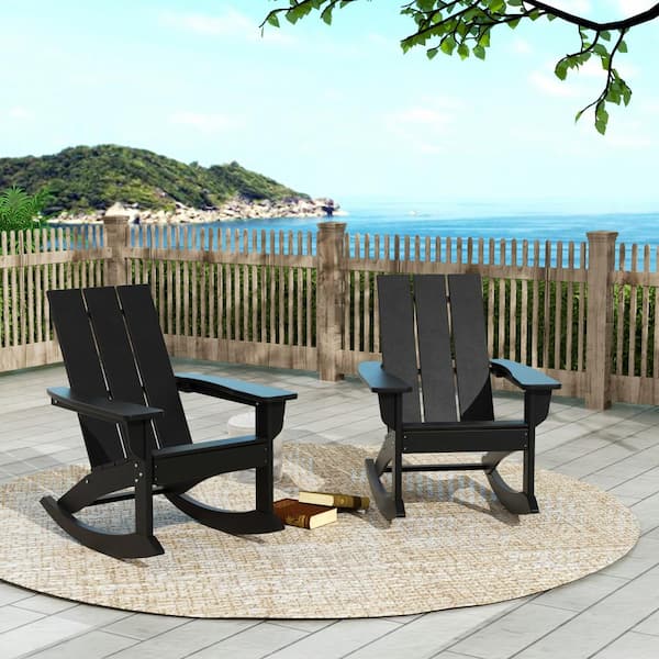 Westin Outdoor Sside Black Plastic, Black Outdoor Rocking Chairs Set