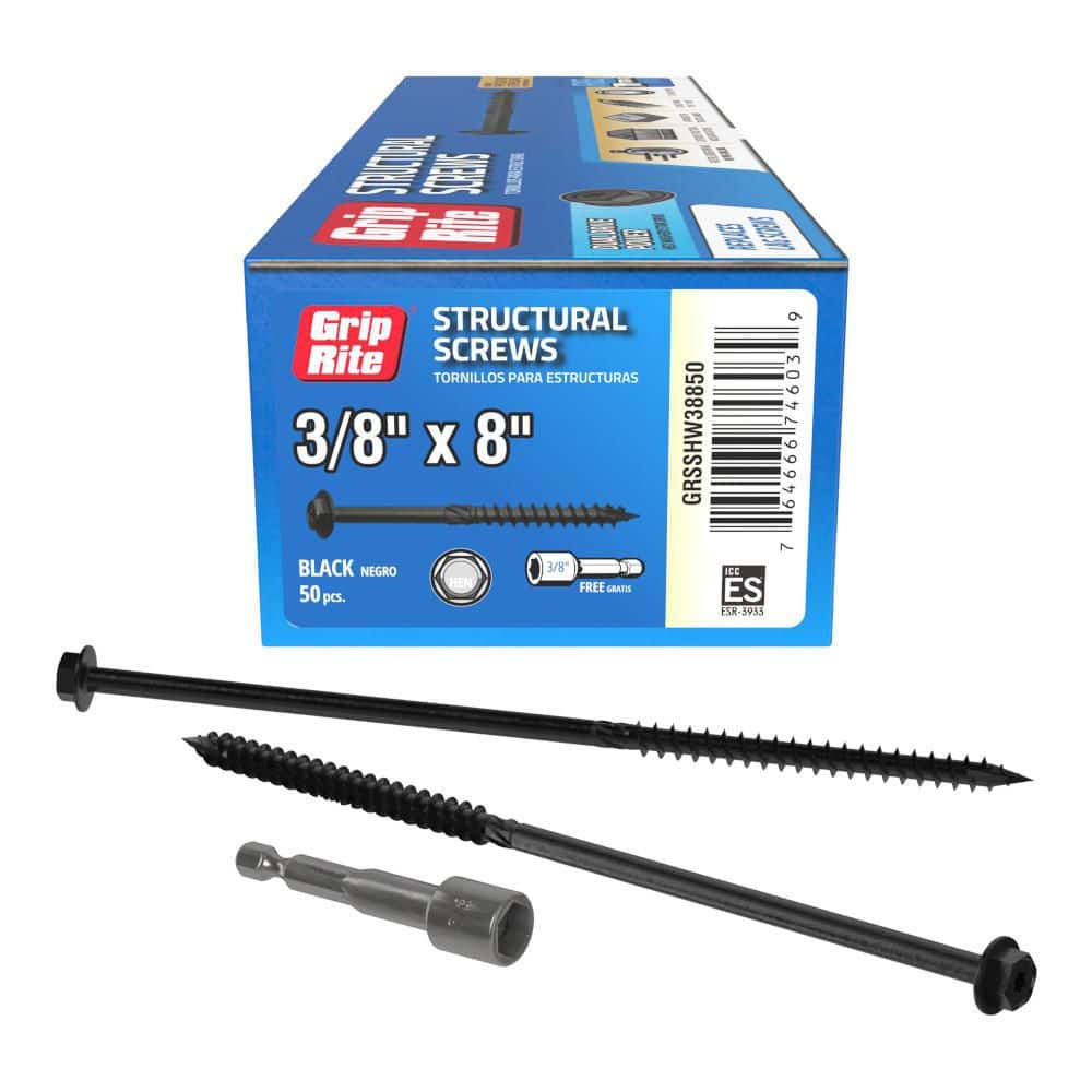 godright Grip-Rite 3/8 in. x 8 in. Dual Drive Washer Head Structural Screws