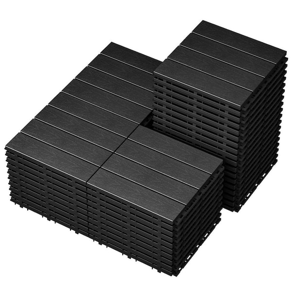 Afoxsos 48-Pack Plastic Interlocking Deck Tiles, 10 x 10 in. Patio Flooring Waterproof Outdoor Indoor Flooring Deck Tiles PVC