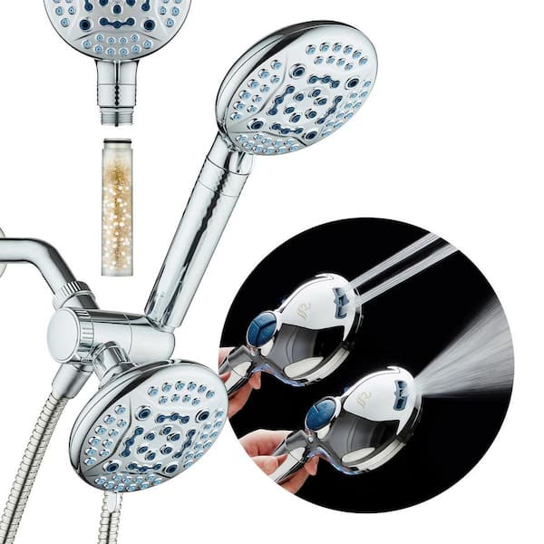 AQUACARE 82-Spray Wall Mount Showerhead Combo with shower filter