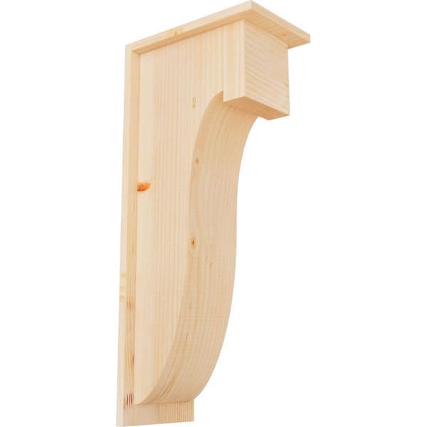 Ekena Millwork 7-1/2 in. x 12 in. x 28 in. Douglas Fir Del Monte Smooth Corbel with Backplate