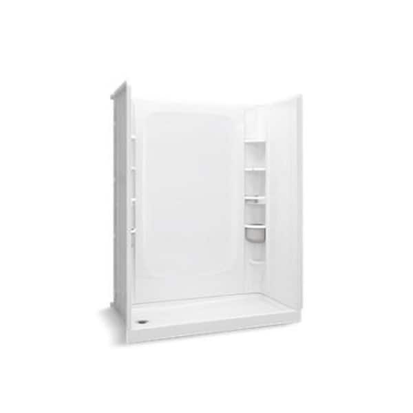 STORE+ 60 in. L x 30 in. W x 30 in. H 4-Piece Alcove Shower Kit with Direct-to-stud Shower Wall and Shower Pan in White