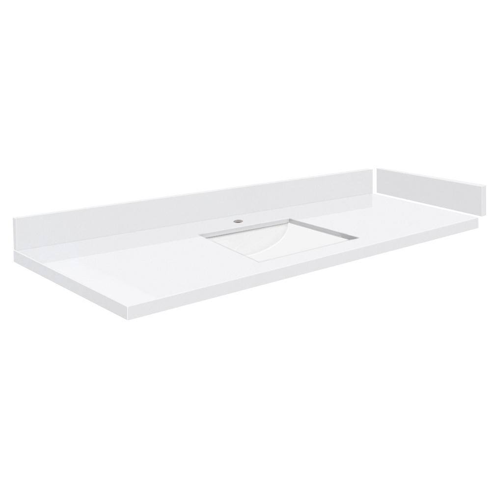Silestone 55.25 in. W x 22.25 in. D Quartz White Rectangular Single Sink Vanity Top in Miami White price history on PriceWatchPro