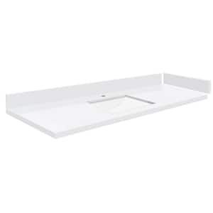 Silestone 55.5 in. W x 22.25 in. D Quartz White Rectangular Single Sink Vanity Top in Miami White