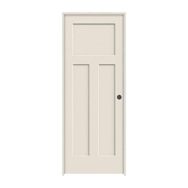 JELD-WEN 28 in. x 80 in. 3 Panel Craftsman Primed Left-Hand Smooth Molded Composite Single Prehung Interior Door