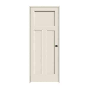 24 in. x 80 in. 3 Panel Craftsman Primed Left-Hand Smooth Molded Composite Single Prehung Interior Door