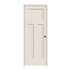 28 in. x 80 in. 3 Panel Craftsman Primed Left-Hand Smooth Molded Composite Single Prehung Interior Door