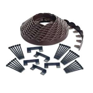 2 in. x 100 ft. Brown Polyethylene Scalloped Woodgrain No-Dig Edging Kit