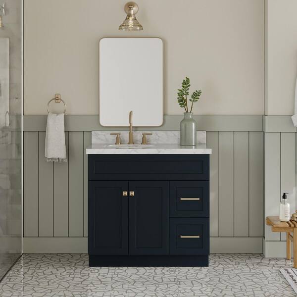 ARIEL Hamlet 37 In. W X 22 In. D X 36 In. H Bath Vanity In Midnight ...