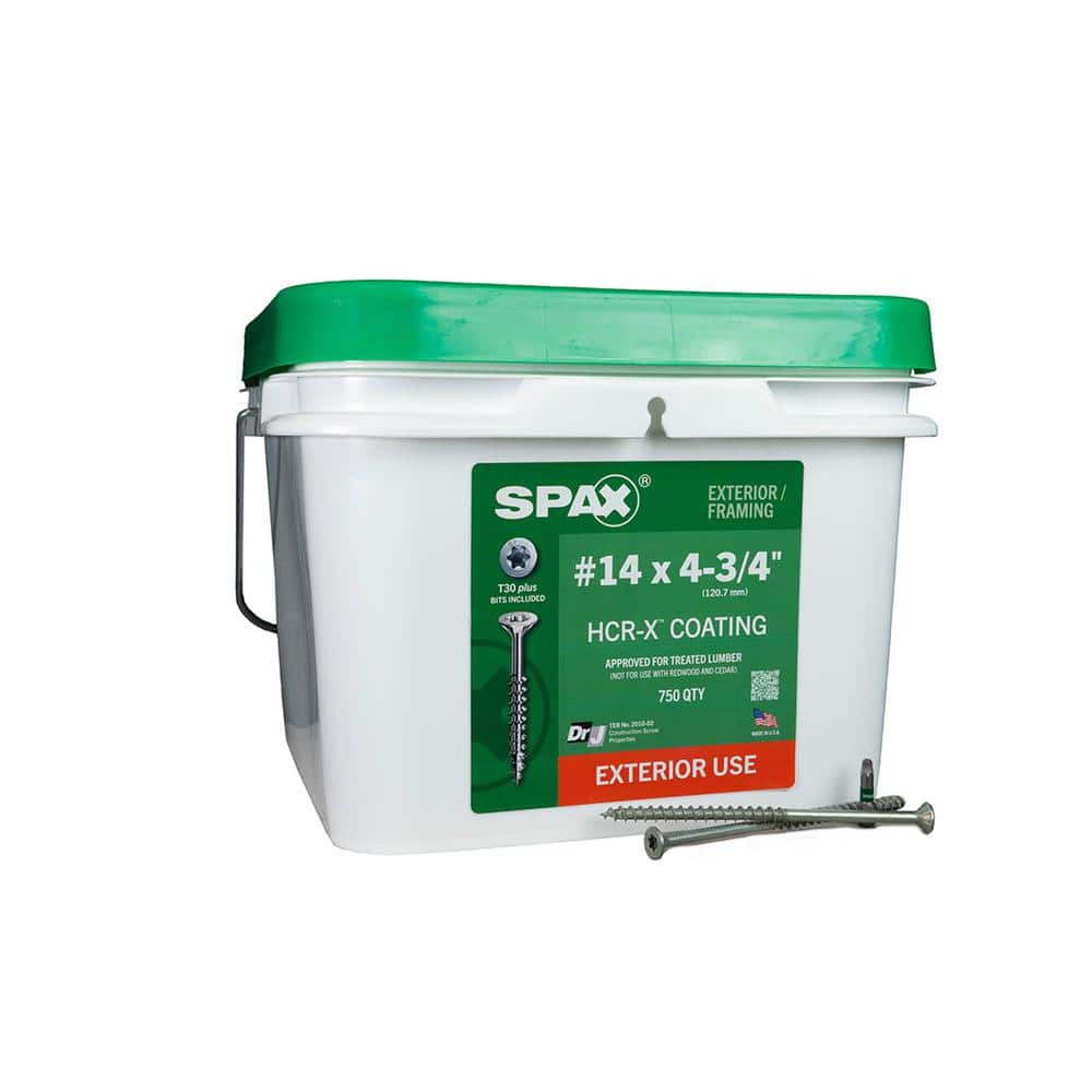 "#14 x 4-3/4 in. Exterior Flat Head Deck Wood Screws Construction Torx T-Star Plus (750 Each) Bulk Pail Bit Included" price history on PriceWatchPro