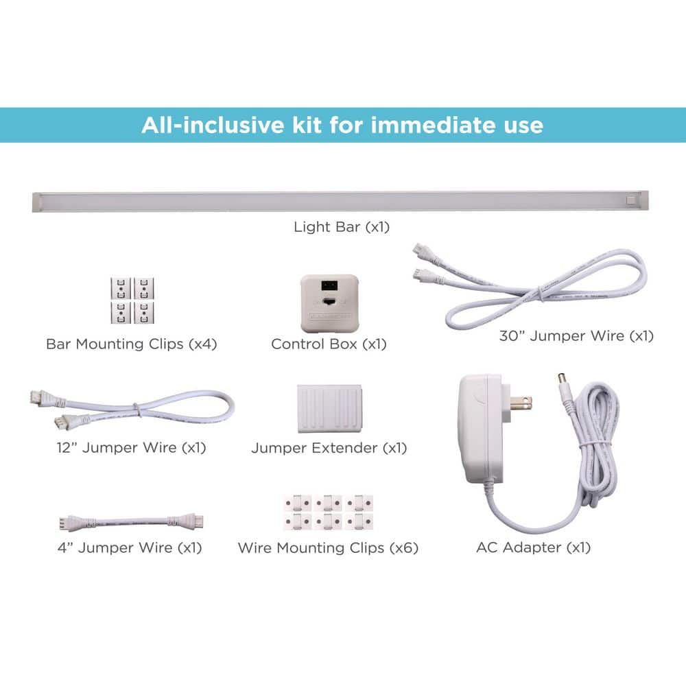 24" Cool White LED Under-Cabinet Lighting Kit with Touch-Free Activation