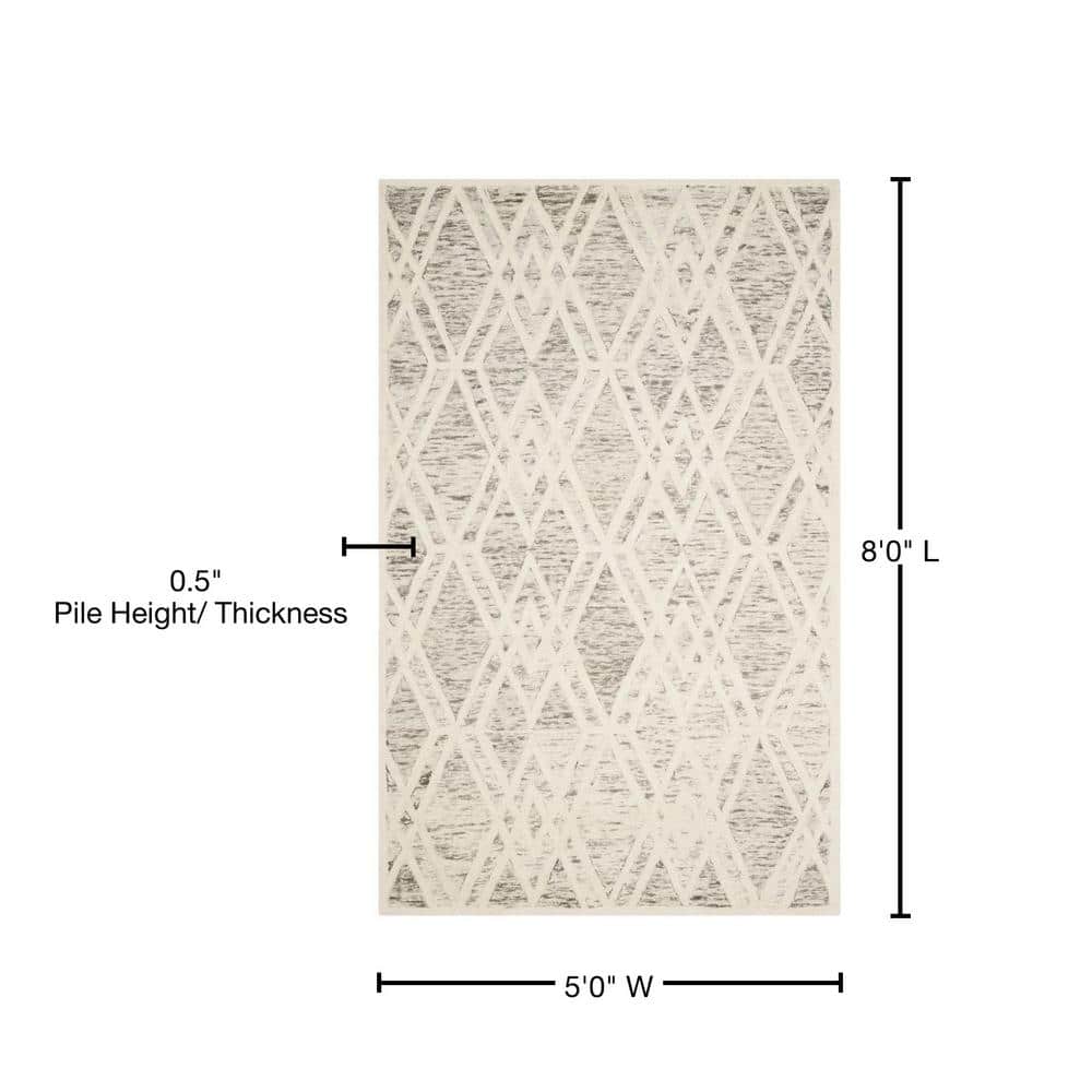 Light Brown and Ivory Hand-Tufted Wool Area Rug, 5' x 8'