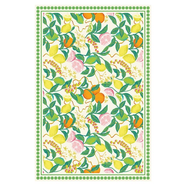 Citrus Vinyl Rug Tempaper Green Rectangle 1'8 x 2'6