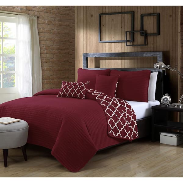 Avondale Manor Griffin 4-Piece Burgundy Twin Quilt Set