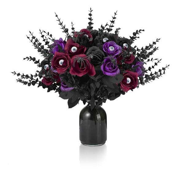 40 Count Fake Roses 40 Pieces 15 in. Multi-Colored Artificial Rose Flowers with Eyeball and ...