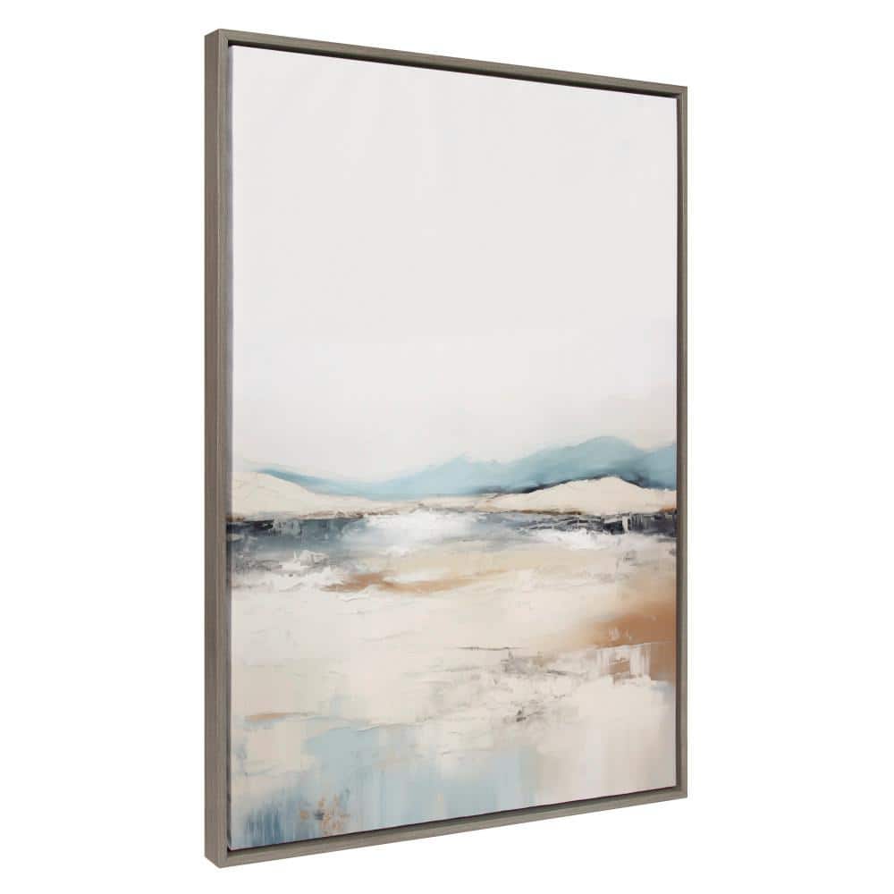 Sylvie Tranquil Landscape IV Framed Canvas in Gray and Blue
