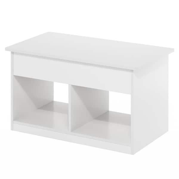 Furinno Jensen 31.5 in. Solid White Rectangle Wood Coffee Table with Lift Top