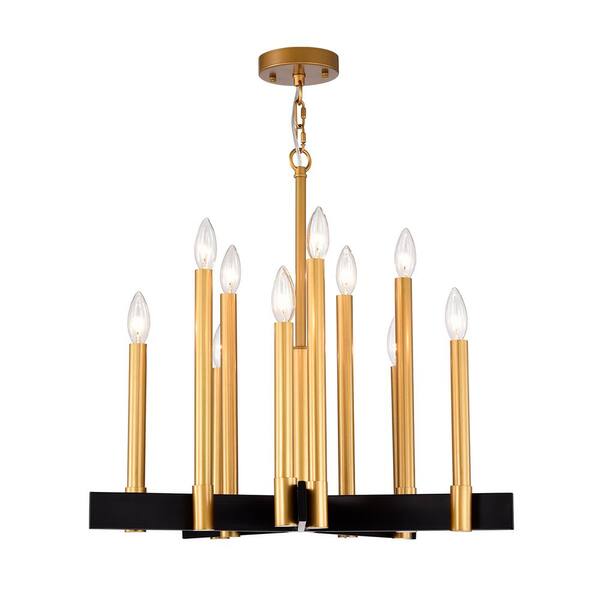 Warehouse of Tiffany Donell 33 in. 10-Light Indoor Matte Black and Gold ...