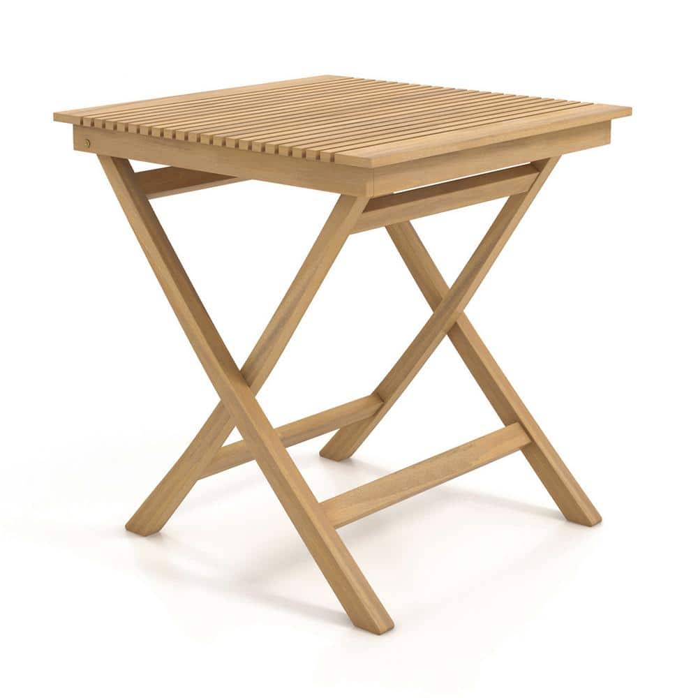 27.5 in. Wood Outdoor Bistro Table with Slatted Tabletop Sturdy Wood Frame and Thickened Top price history on PriceWatchPro